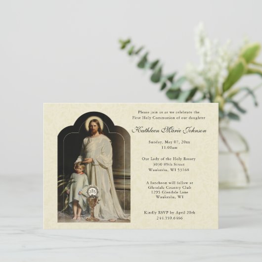 Catholique Jésus Première communion Invitations (Debout devant)