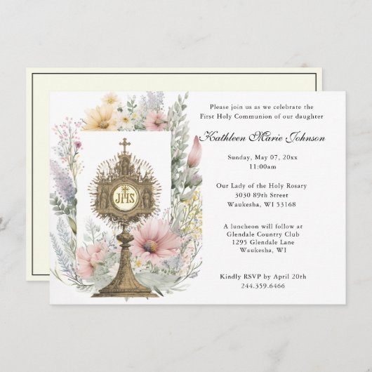 Catholique Jésus Première communion Invitations (Devant / Derrière)