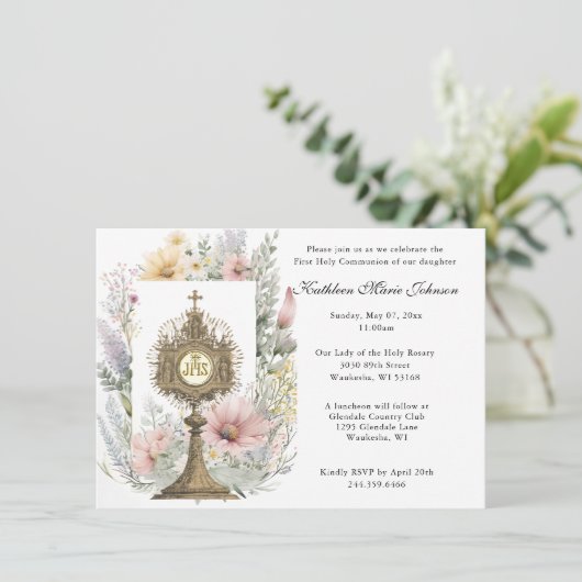 Catholique Jésus Première communion Invitations (Debout devant)