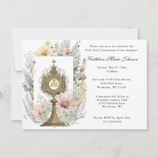 Catholique Jésus Première communion Invitations (Devant)