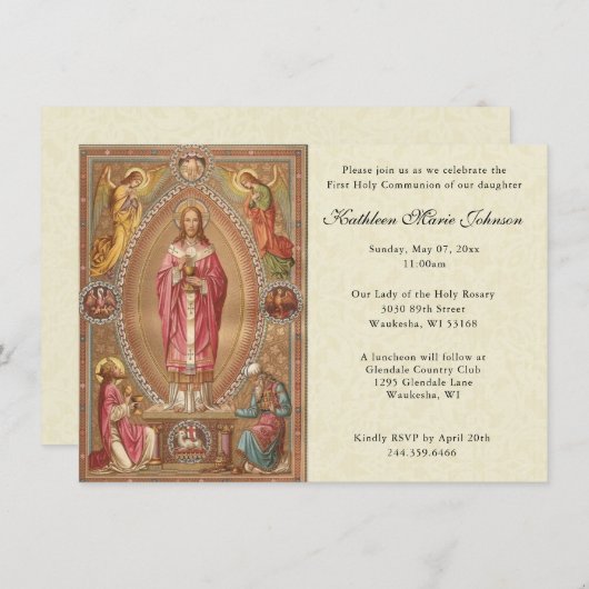 Catholique Jésus Première communion Invitations (Devant / Derrière)