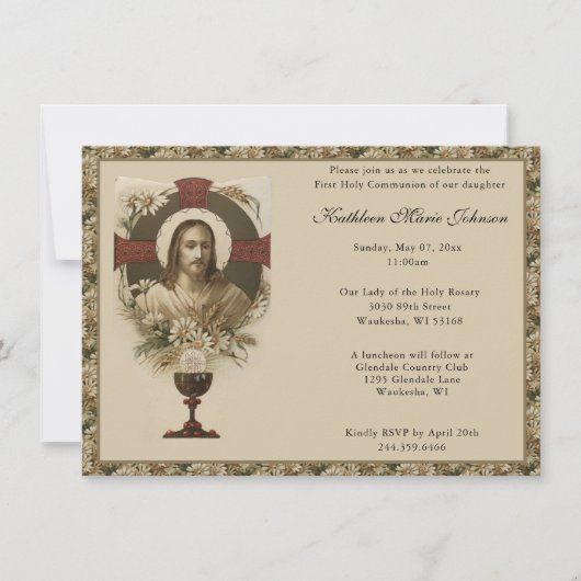 Catholique Jésus Première communion Invitations (Devant)