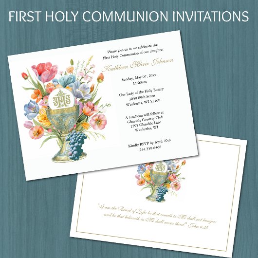 Catholique Jésus Première communion Invitations fl