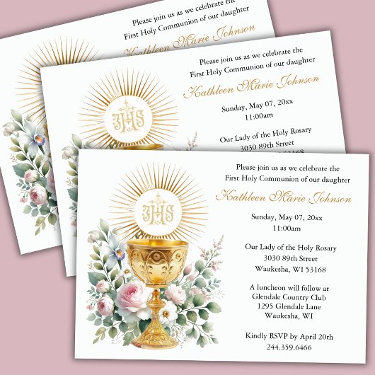 Catholique Jésus Première communion Invitations fl
