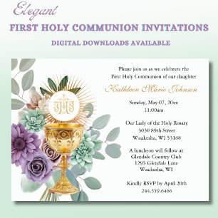 Catholique Jésus Première communion Invitations fl