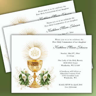 Catholique Jésus Première communion Invitations fl