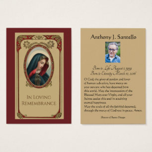 Catholique Marie - Prière commémorative Carte Sain