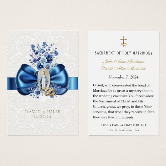 Catholique Mary Blue Floral Mariage dentelle (Devant & derrière)