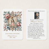 Catholique Mary Floral Funeral Memorial Carte Sain (Devant & derrière)