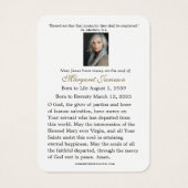 Catholique Mary Floral Funeral Memorial Carte Sain (Dos)