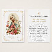 Catholique Mary Floral Mariage - Carte de prière (Devant & derrière)