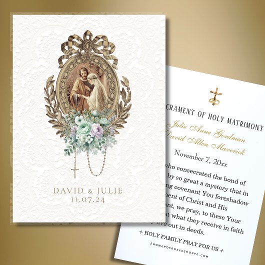 Catholique Mary Joseph Floral Mariage Cartes de pr