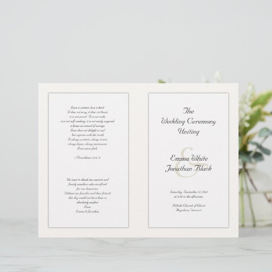 Catholique Patiné Mariage Programme de Cérémonie E (Debout devant)