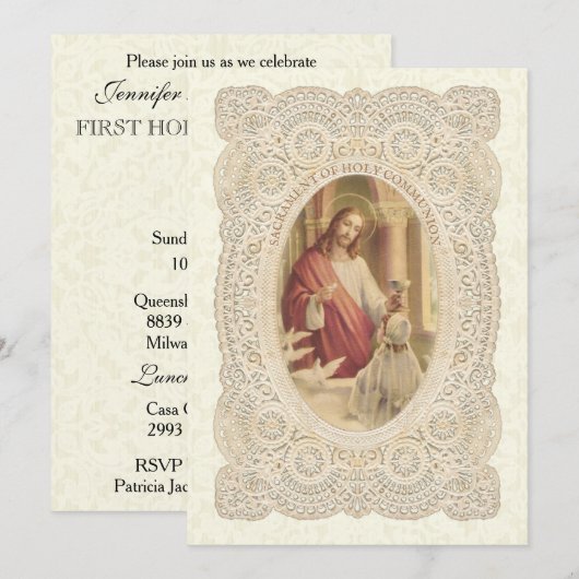 Catholique Première Communion Invitation (Devant / Derrière)