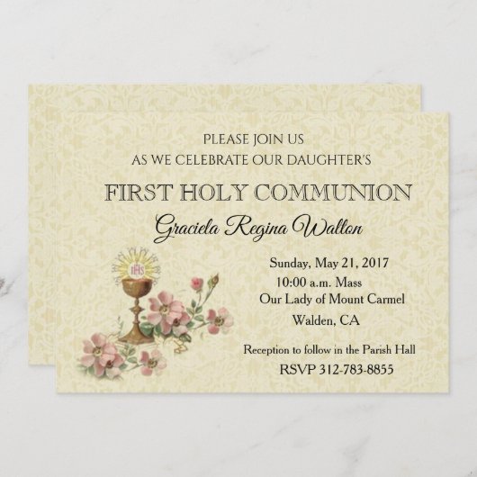 Catholique Première Sainte Communion Invitations C (Devant / Derrière)