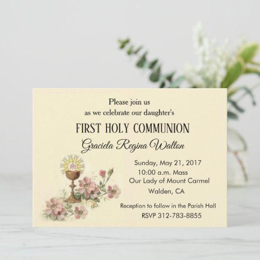 Catholique Première Sainte Communion Invitations C (Debout devant)
