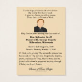 Catholique Prêtre Jésus Funéraire Carte Sainte (Dos)