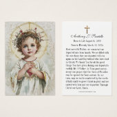 Catholique prière commémorative Jésus carte (Devant & derrière)