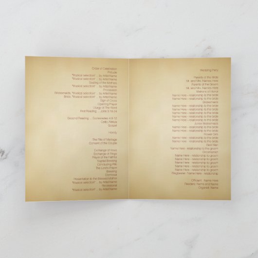 Catholique Programme de Mariage Traditionnel Sepia (Intérieur)