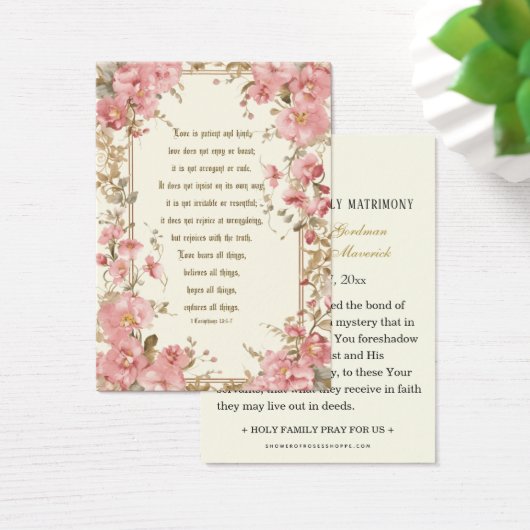 Catholique Rose Floral Mariage Écriture Prière (Bureau)