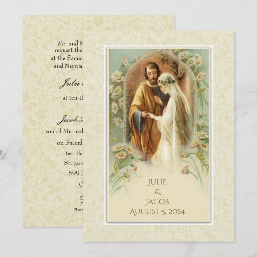 Catholique traditionnelle Faire-part de mariage nu (Devant / Derrière)