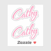Cathy Decoratieve Naam in Roze x2 Sticker (Vel)