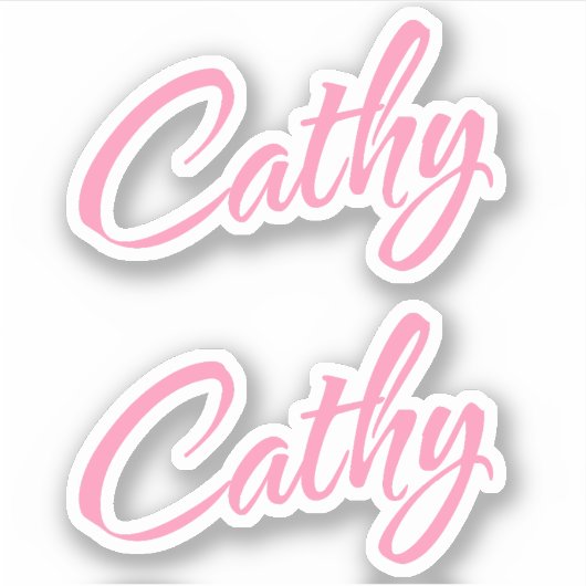 Cathy Decoratieve Naam in Roze x2 Sticker (Voorkant)