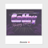 Cathy Nom Prénom lila retro Sticker (Feuille)