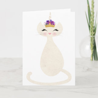 Caticorn Eenhoorn Kat met Prinses Kroon Feestdagen Kaart