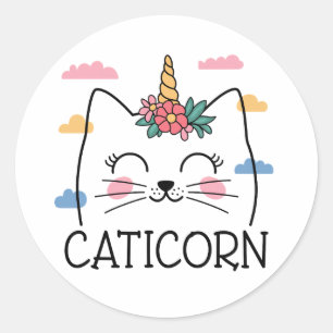 Caticorn Eenhoorn kitty cat Ronde Sticker