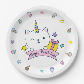 Caticorn Feestje | Papieren bord | Wit