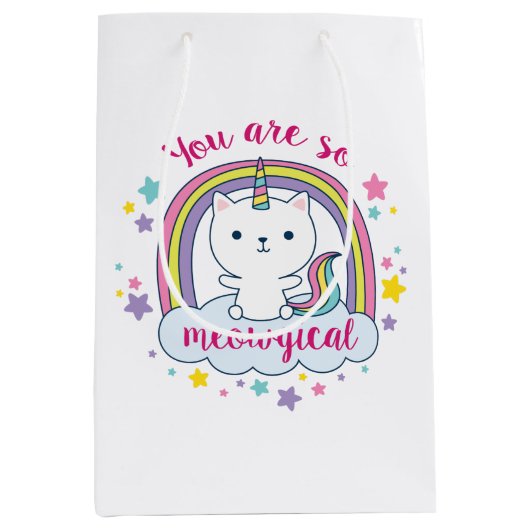 Caticorn | Gift Bag | Goodie Bag | wit Medium Cadeauzakje (Voorkant)