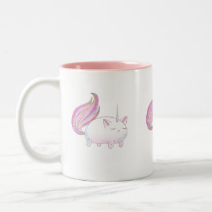 Caticorn in roze tweekleurige koffiemok