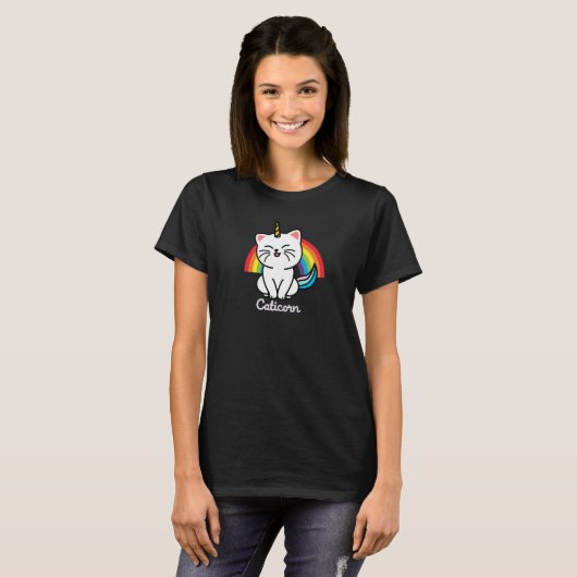 Caticorn Kat Eenhoorn Regenboog T-shirt (Voorkant volledig)
