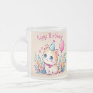 Caticorn Kawaii Verjaardagsmok Matglas Koffiemok
