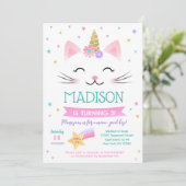 Caticorn Kitty Chat Kitten Invitations d'anniversa (Debout devant)