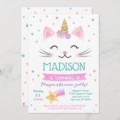 Caticorn Kitty Chat Kitten Invitations d'anniversa (Devant / Derrière)
