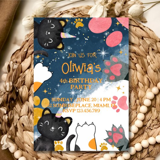 Caticorn magique anniversaire Invitation