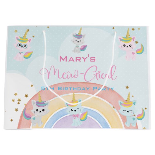 Caticorn Meow-Gical Birthday Groot Cadeauzakje (Voorkant)