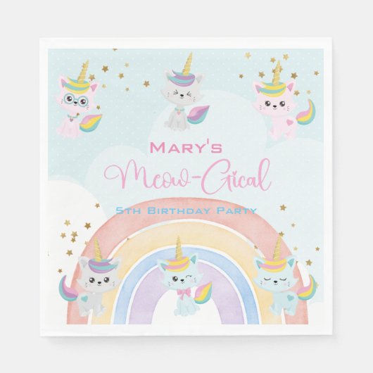 Caticorn Meow-Gical Birthday Servet (Voorkant)
