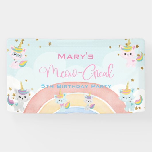 Caticorn Meow-Gical Birthday Spandoek (Horizontaal)
