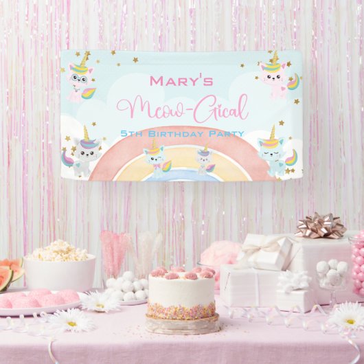 Caticorn Meow-Gical Birthday Spandoek (Feest)