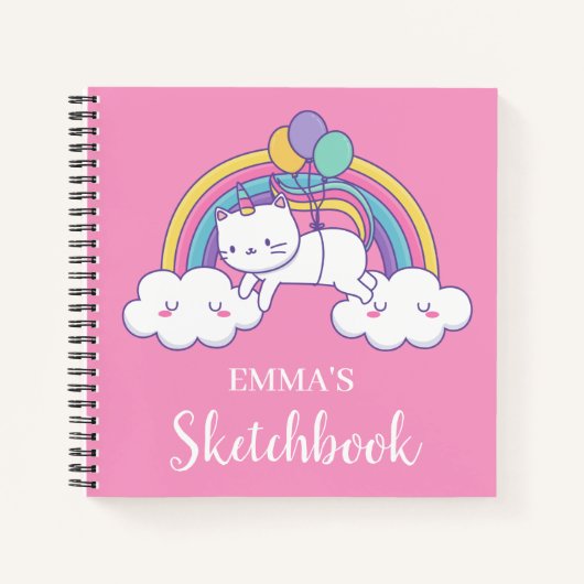 Caticorn Regenboog Persoonlijke Kinderen Schetsboe Notitieboek (Voorkant)