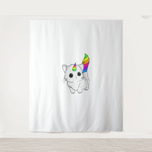 Caticorn Tshirt Eenhoorn Kat Shirt Regenboog Meisj Wandkleed