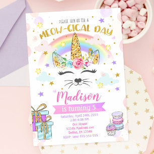 Caticorn verjaardagsuitnodiging, Magische Eenhoorn Kaart