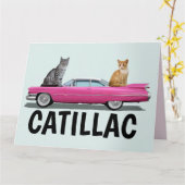 CATILLAC CAT PINK CLASSIC CAR big BIRTHDAY CARDS Kaart (Gele Bloem)