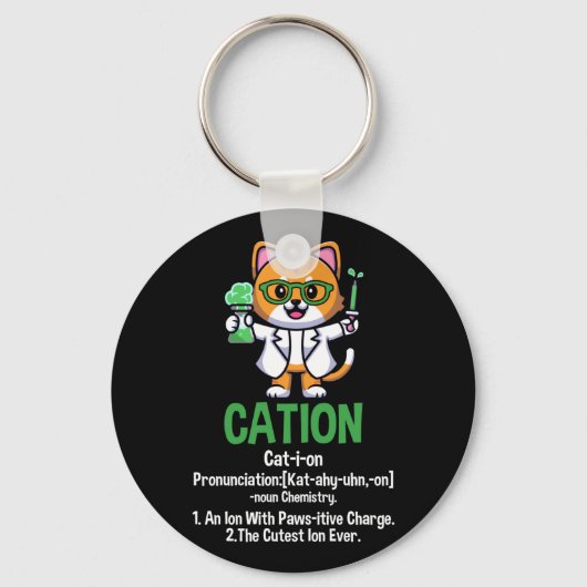 Cation Cute Science Pawsitive Element Chemistry Sleutelhanger (Voorkant)