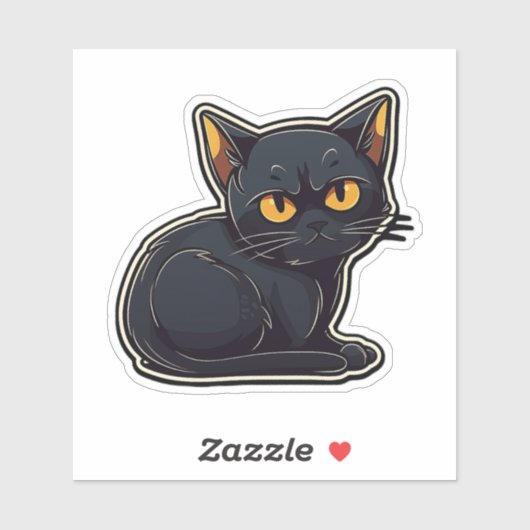 Catitude Black Cat Graphic Design Sticker (Vel)