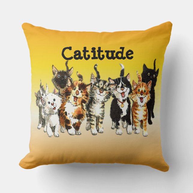 Catitude Cute Kitty Cats Sierkussen (Voorkant)