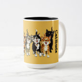 Catitude Cute Kitty Cats Yellow Coffee Mok (Voorkant rechts)